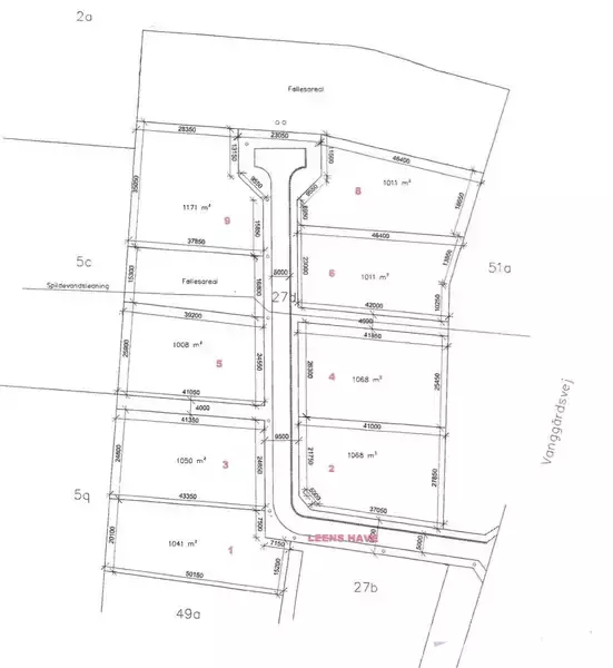 Et oversigtskort viser et område opdelt i byggegrunde. Tekst inkluderer grundnumre og arealer, f.eks. 1088 m² og 1127 m², placeret langs Hammershøjvej. Veje og skel er markeret.