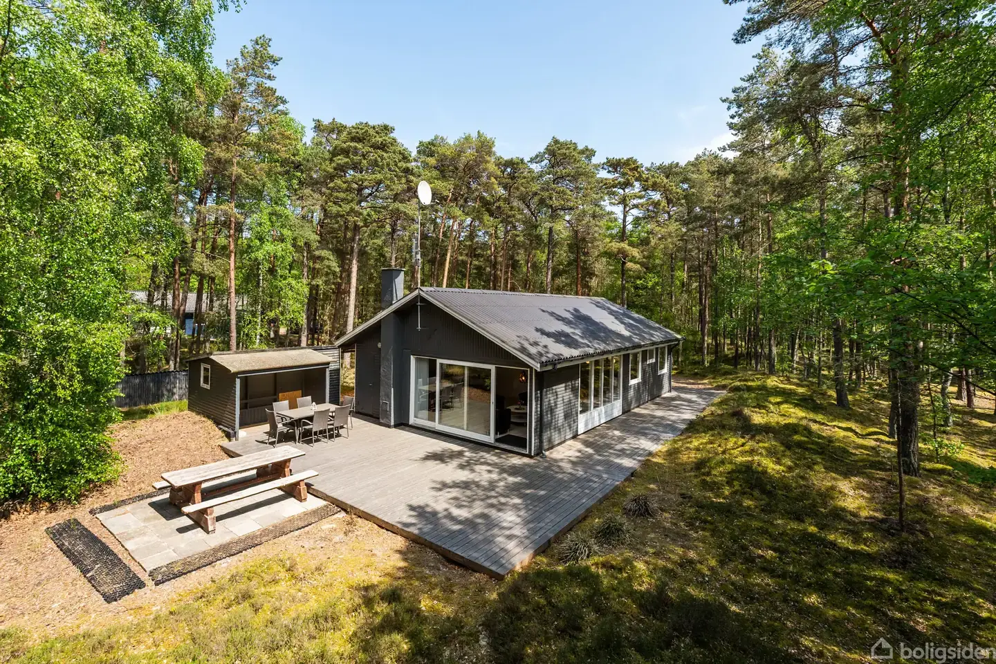 Sommerhus under trækronerne ved Dueoddes naturidyl