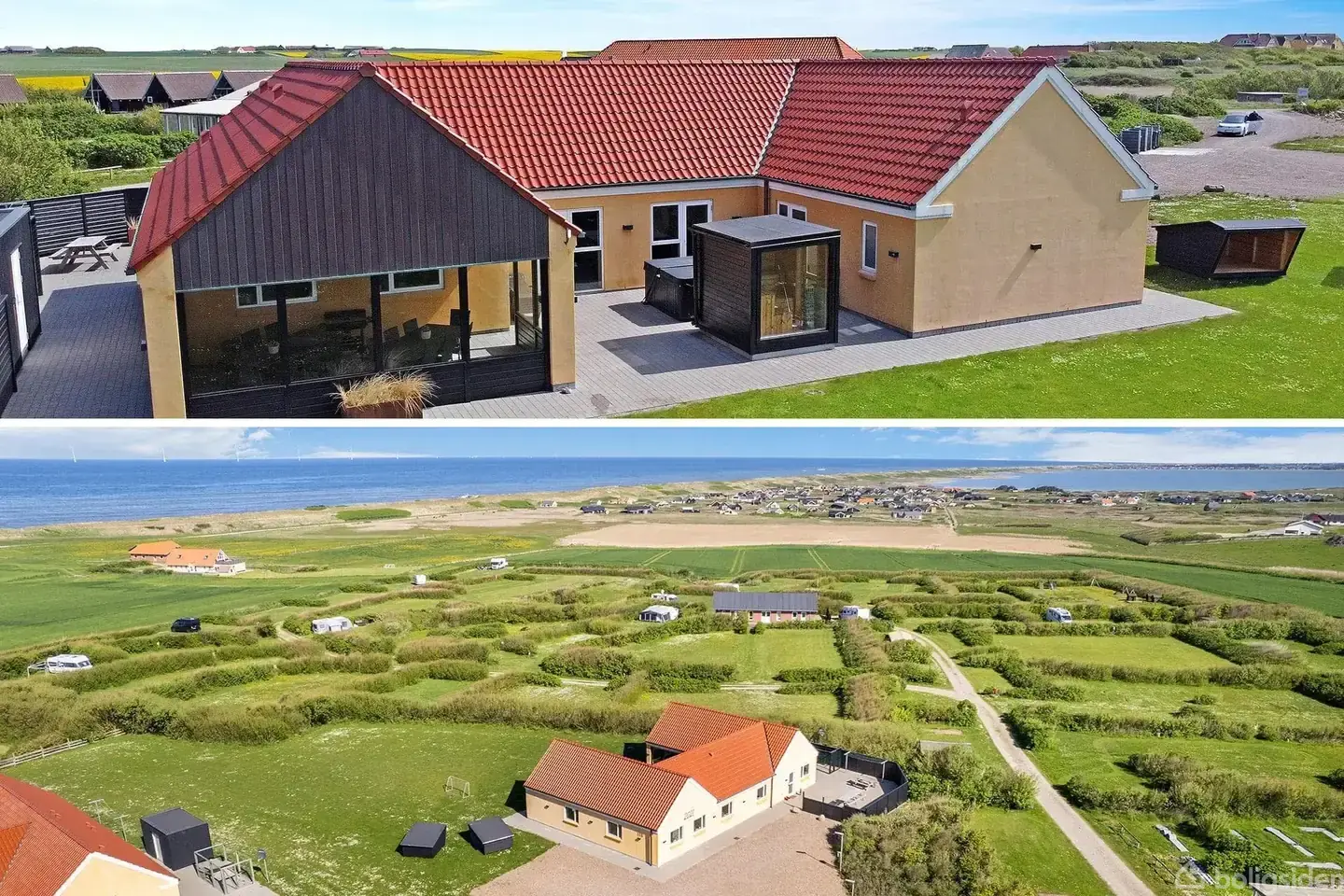 Indbydende sommerhus fra 2021 med hygge, wellness og udsigt mod Vesterhavet!